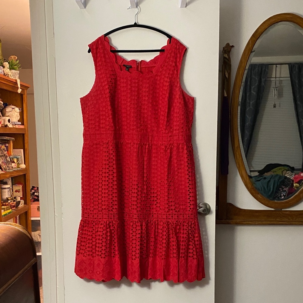 Talbots Red Eyelet Lace Dress